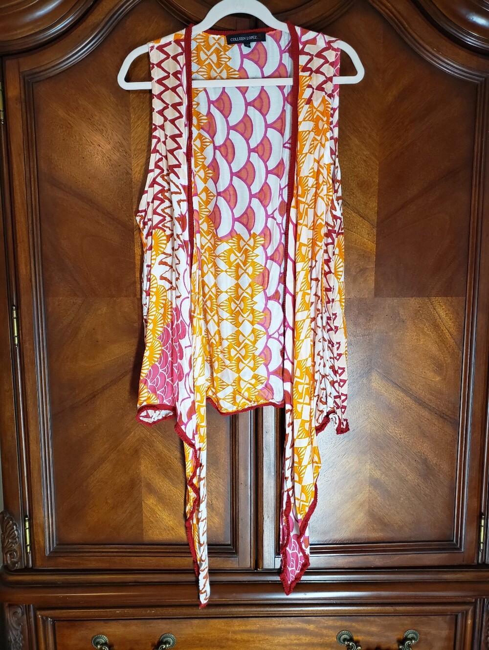 Colleen Lopez Pink Orange Floral Vest